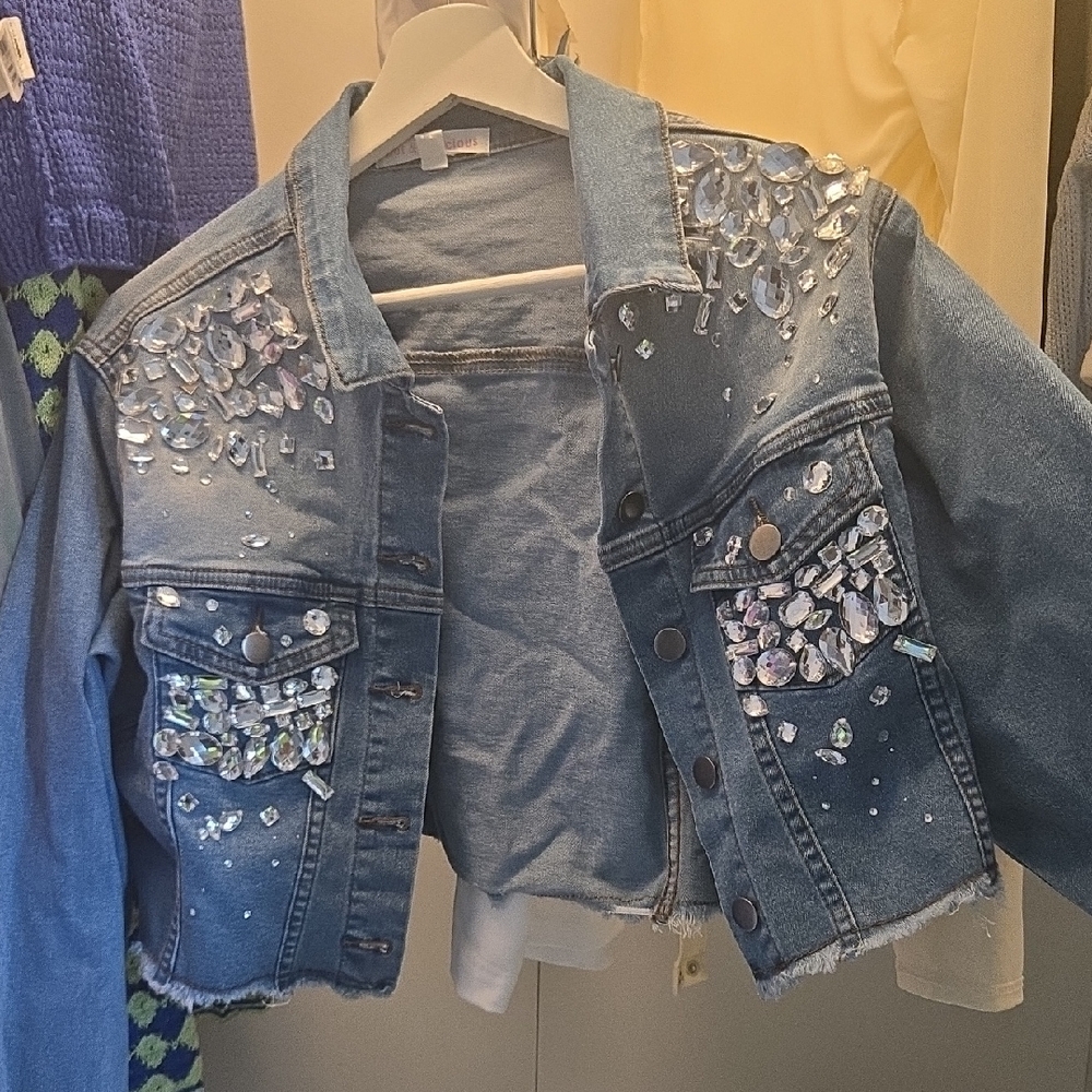 Hot & Delicious Blue Sequin Jean Jacket
